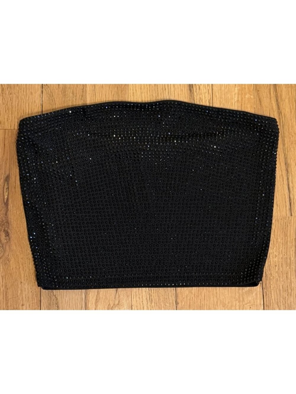 Papermoon Black Rhinestone Strapless Tube Top Medium
